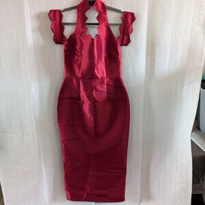 Imad Eduso Ife Silk Midi Dress Size 4 Wedding Guest Cocktail Party